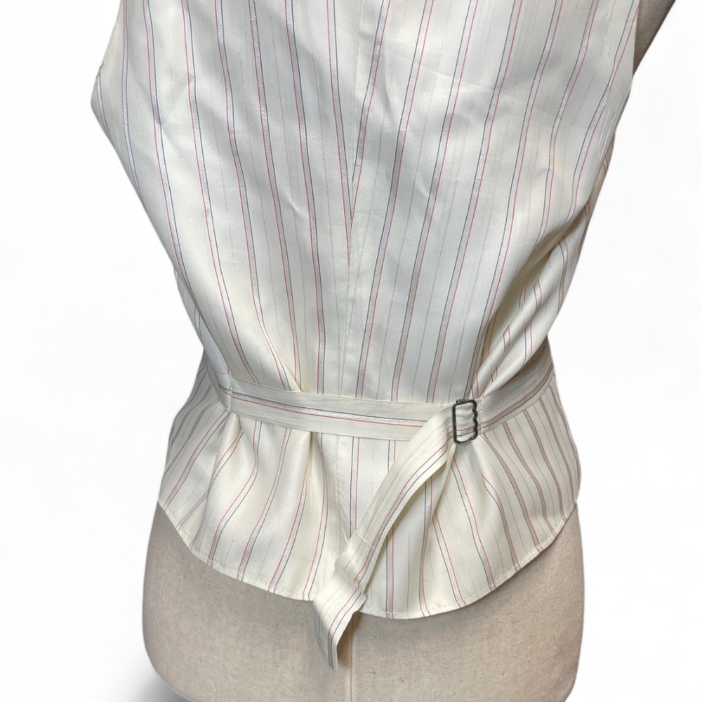 Vintage Maroon Wool Striped Lining 5 Button Poetcore Suit Vest Academia - Picture 4 of 8